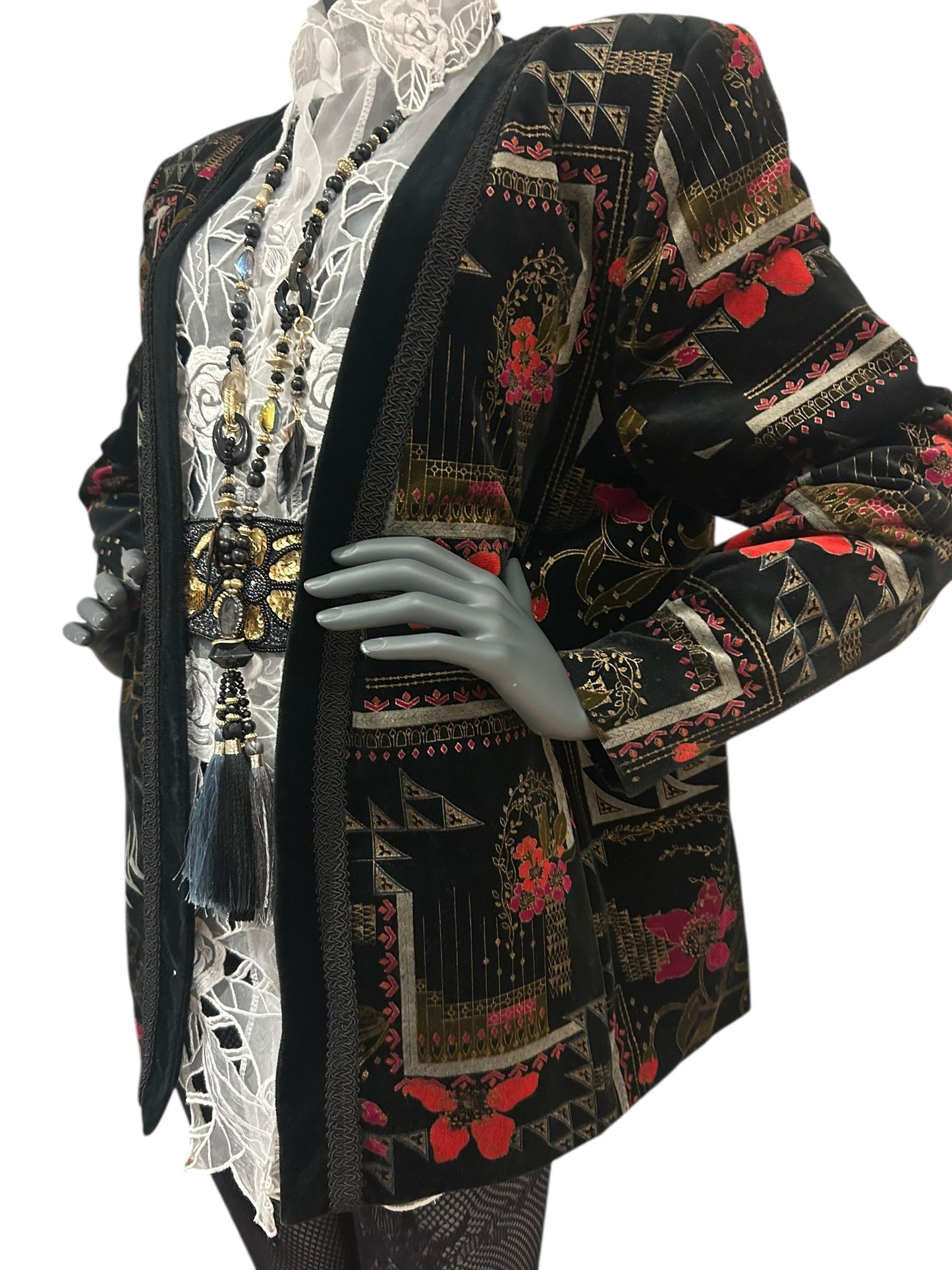 Vintage 1980s Velvet Statement New Wave Jacket