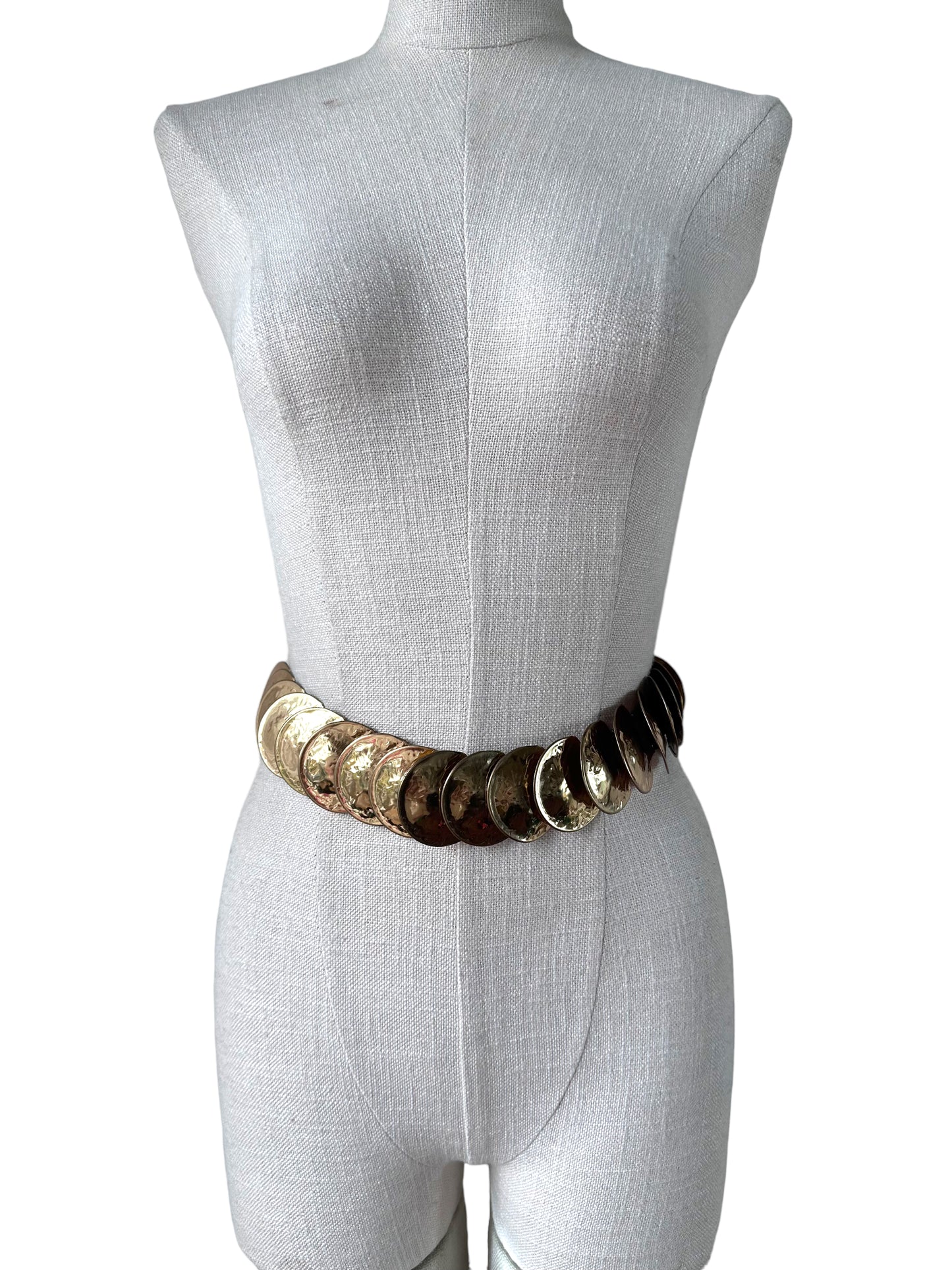 Vintage 1970s Gold Chain Disc Belt