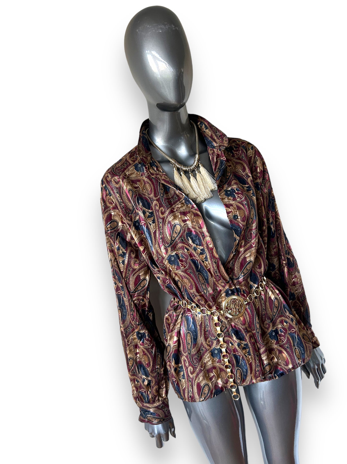 Vintage 1980s Paisley Boho Blouse