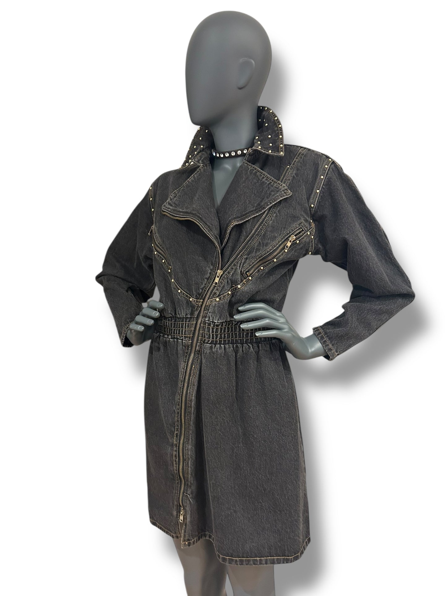 Vintage 1980s Motorcycle denim dress