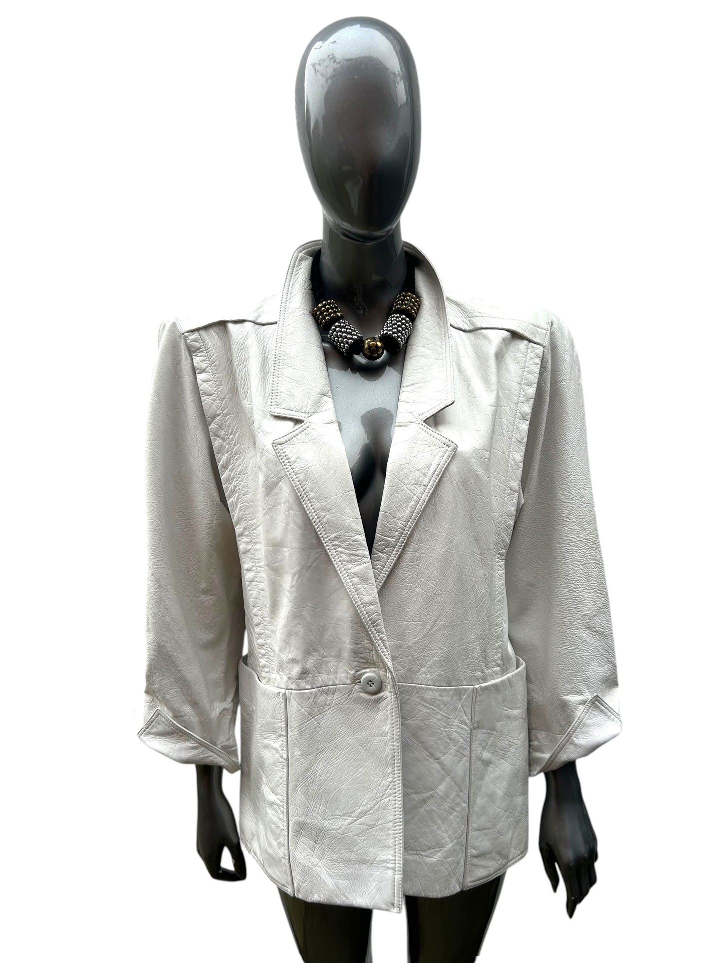 Vintage 1980s White Leather Jacket