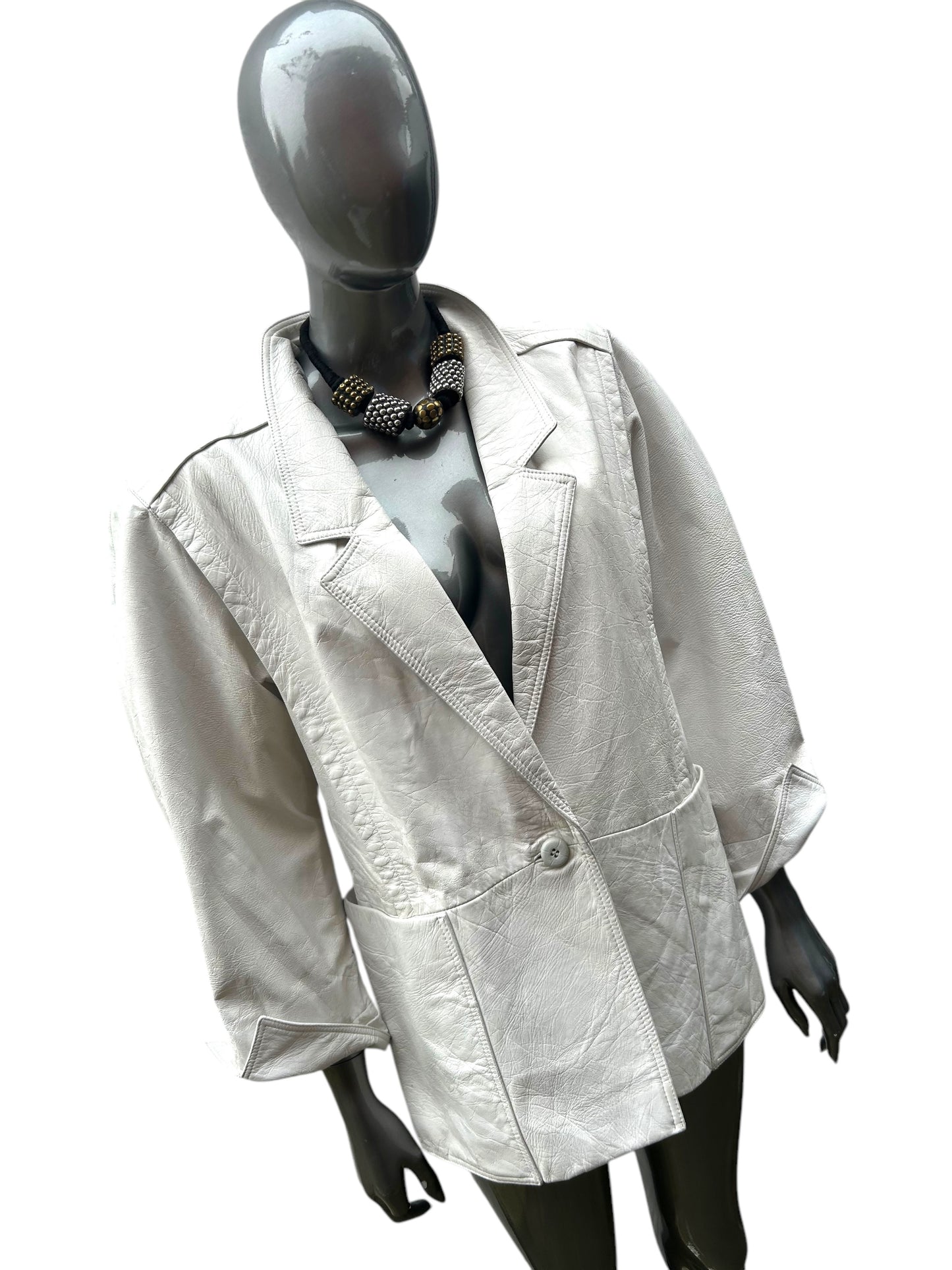 Vintage 1980s White Leather Jacket