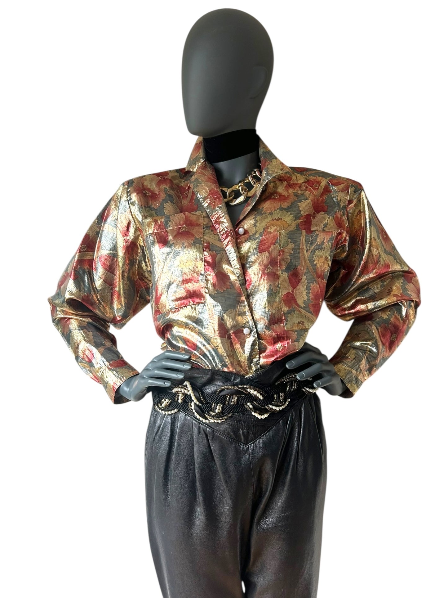 Vintage 1970s Gold Lamé Blouse