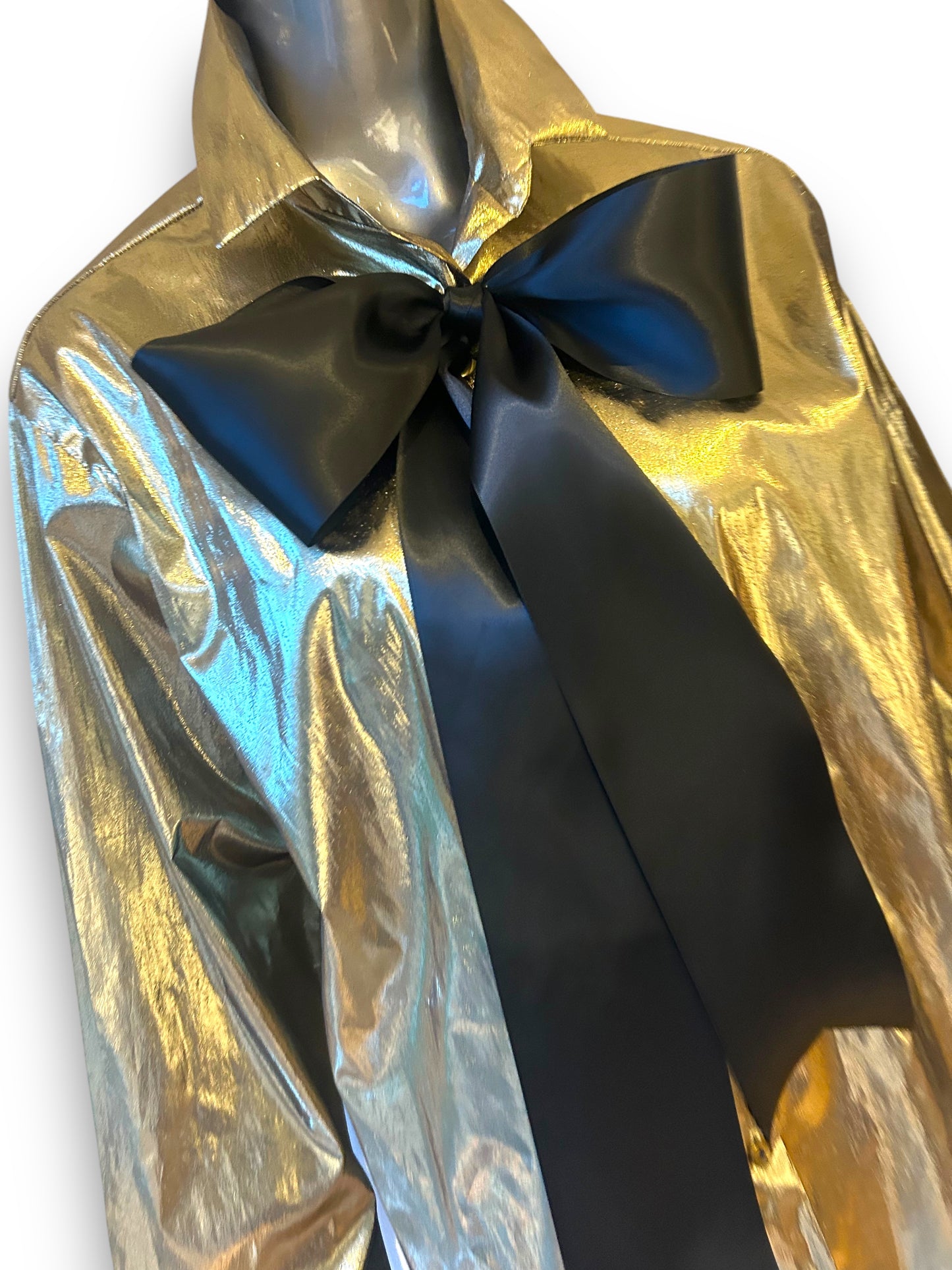 Vintage 1980s Gold Lamé Shirt and Satin Bow