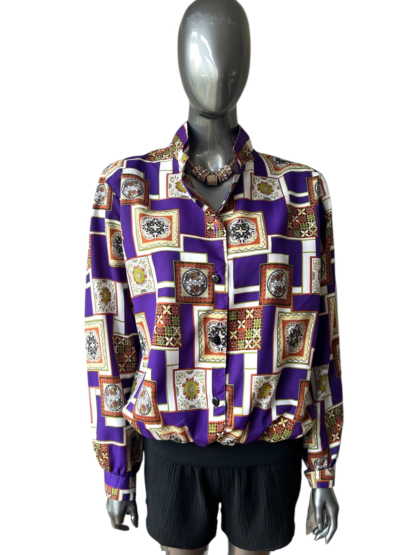 Vintage 80s Purple and Baroque Top