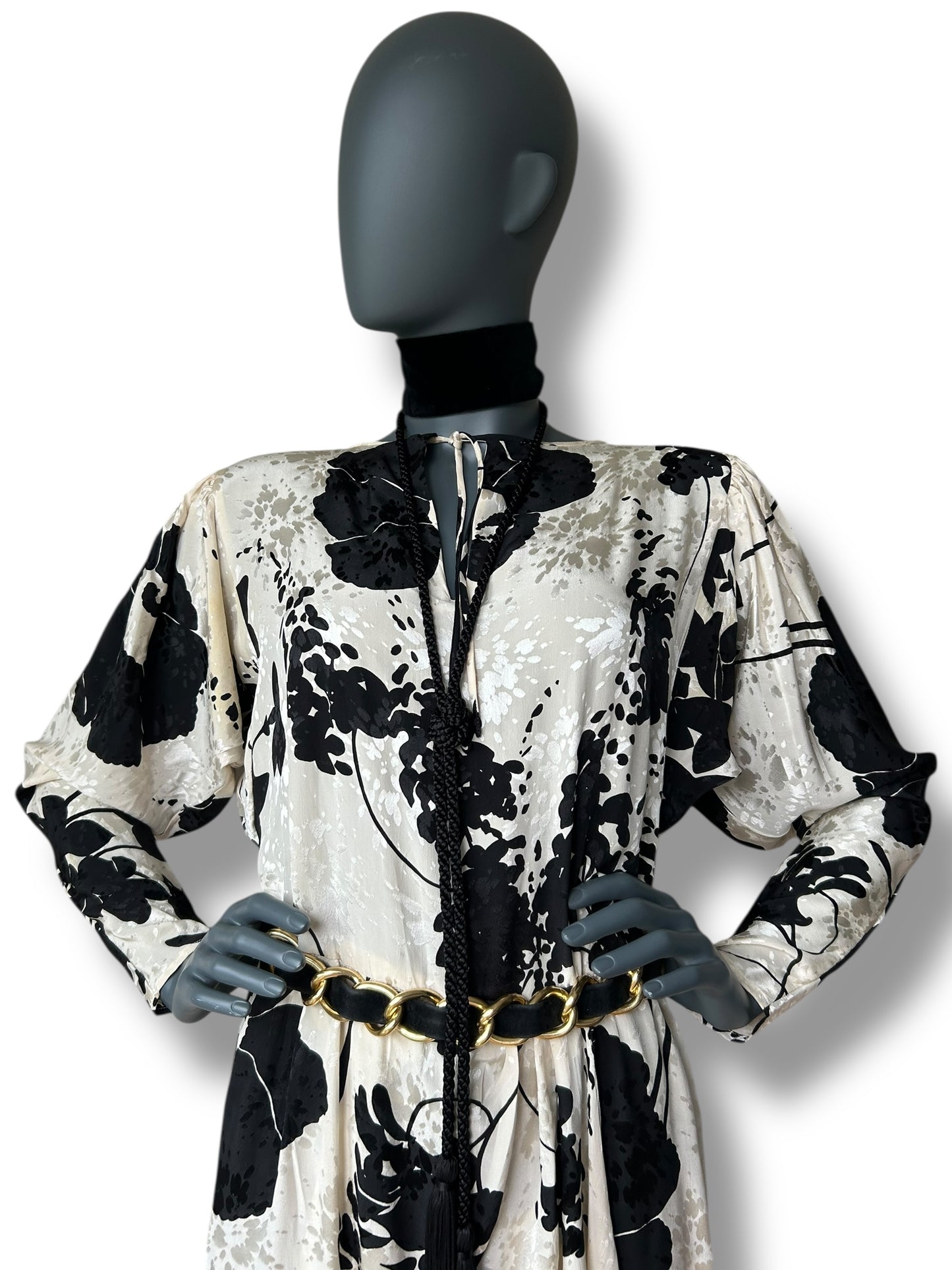Vintage 1970s Dolmain Silk French Dress