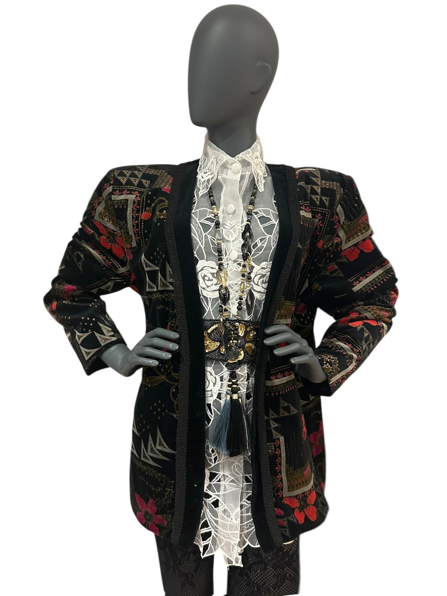 Vintage 1980s Velvet Statement New Wave Jacket