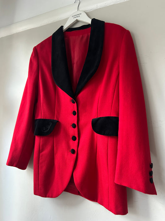 Vintage 1980s Red and Velvet Statement Jacket