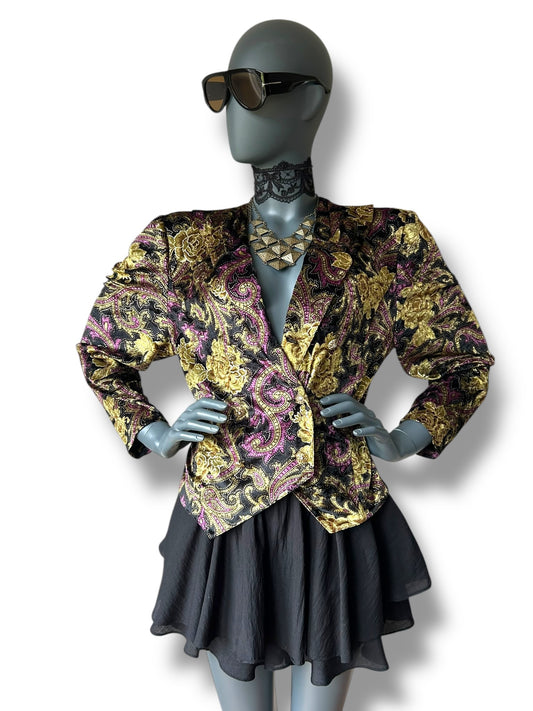 Vintage 1980s Baroque Velvet Cocktail Jacket