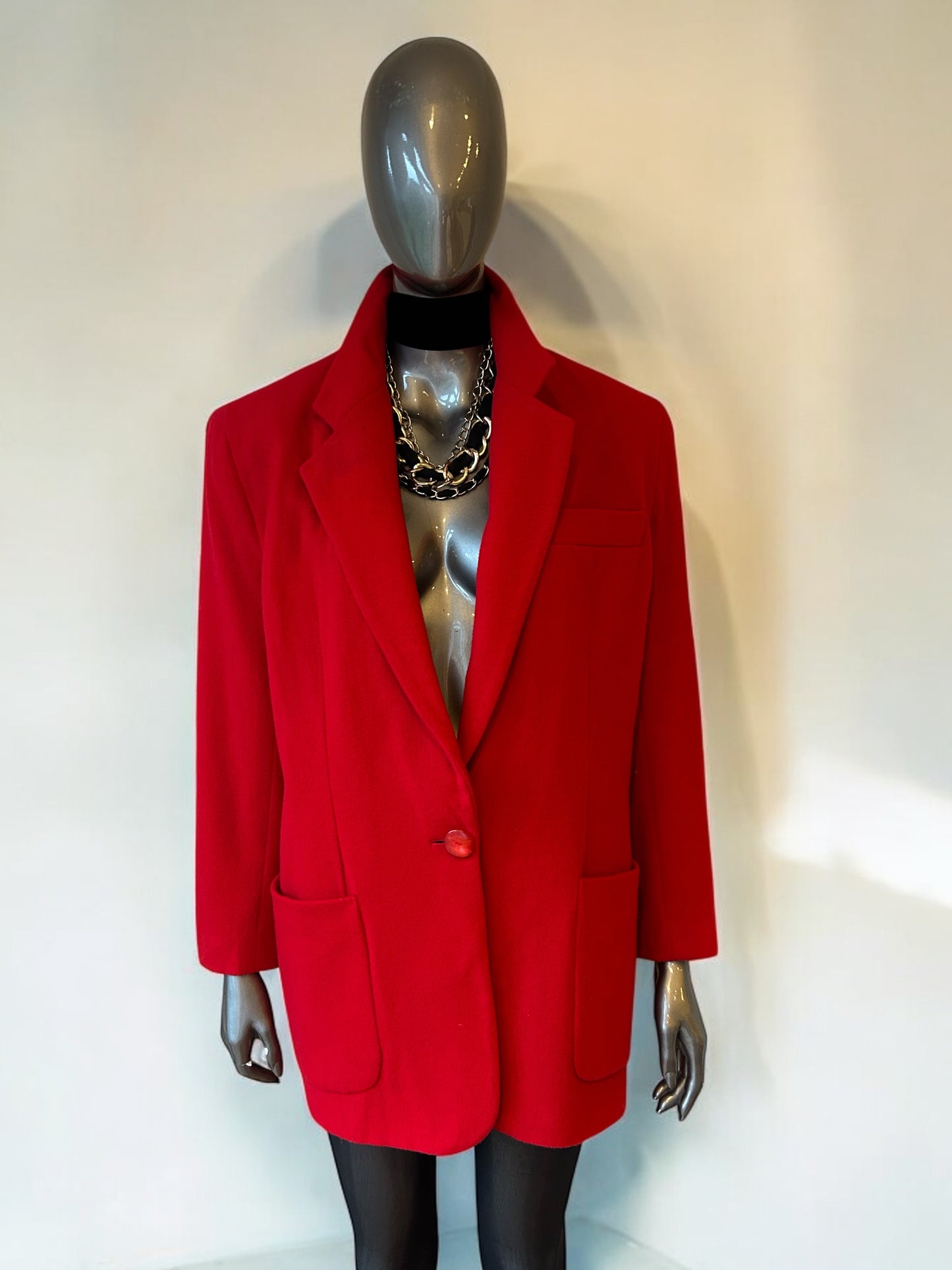 Vintage 1980s Dramatic Red Oversized Cashmere blend Blazer jacket