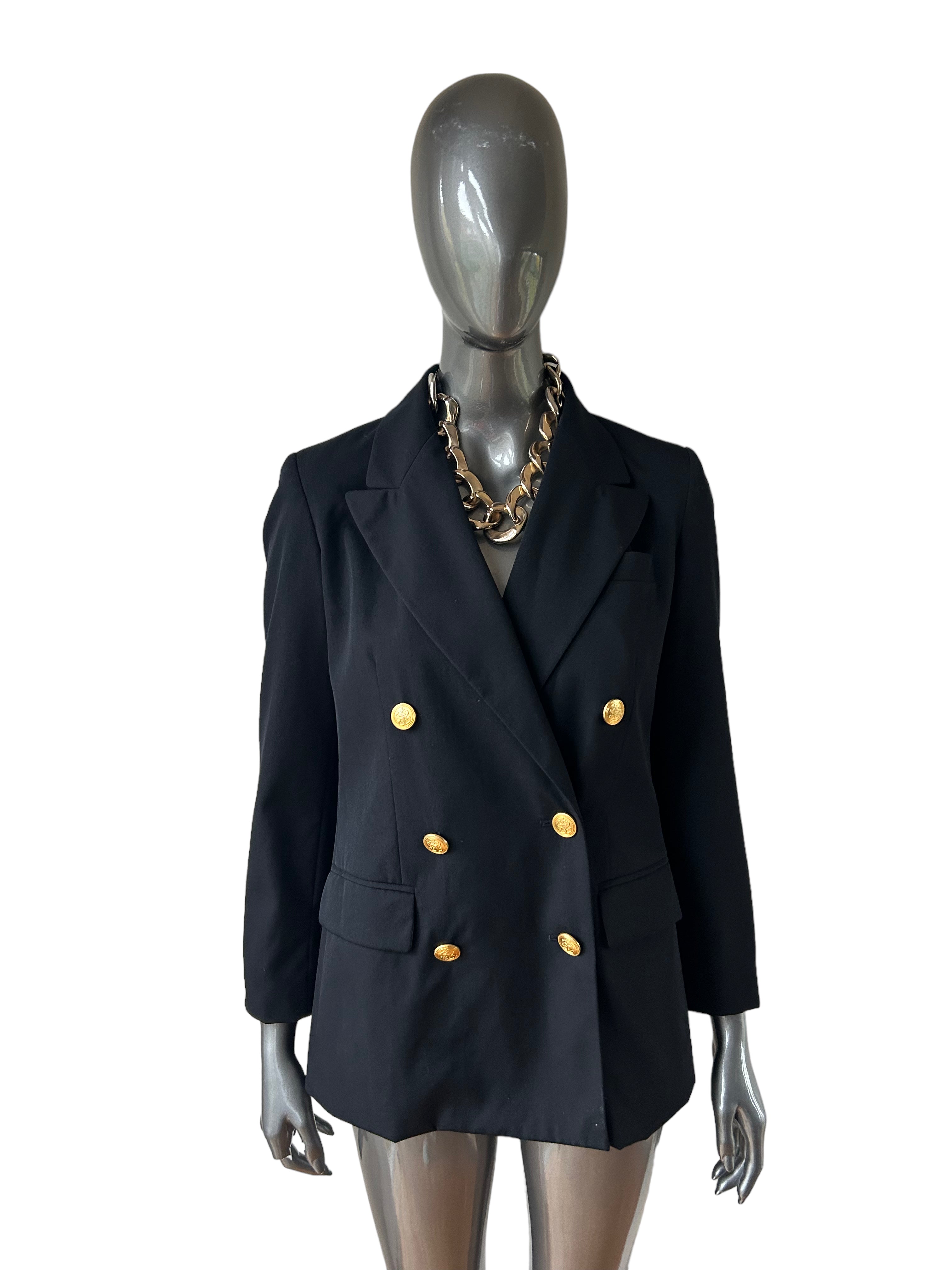 Black military blazer gold buttons best sale