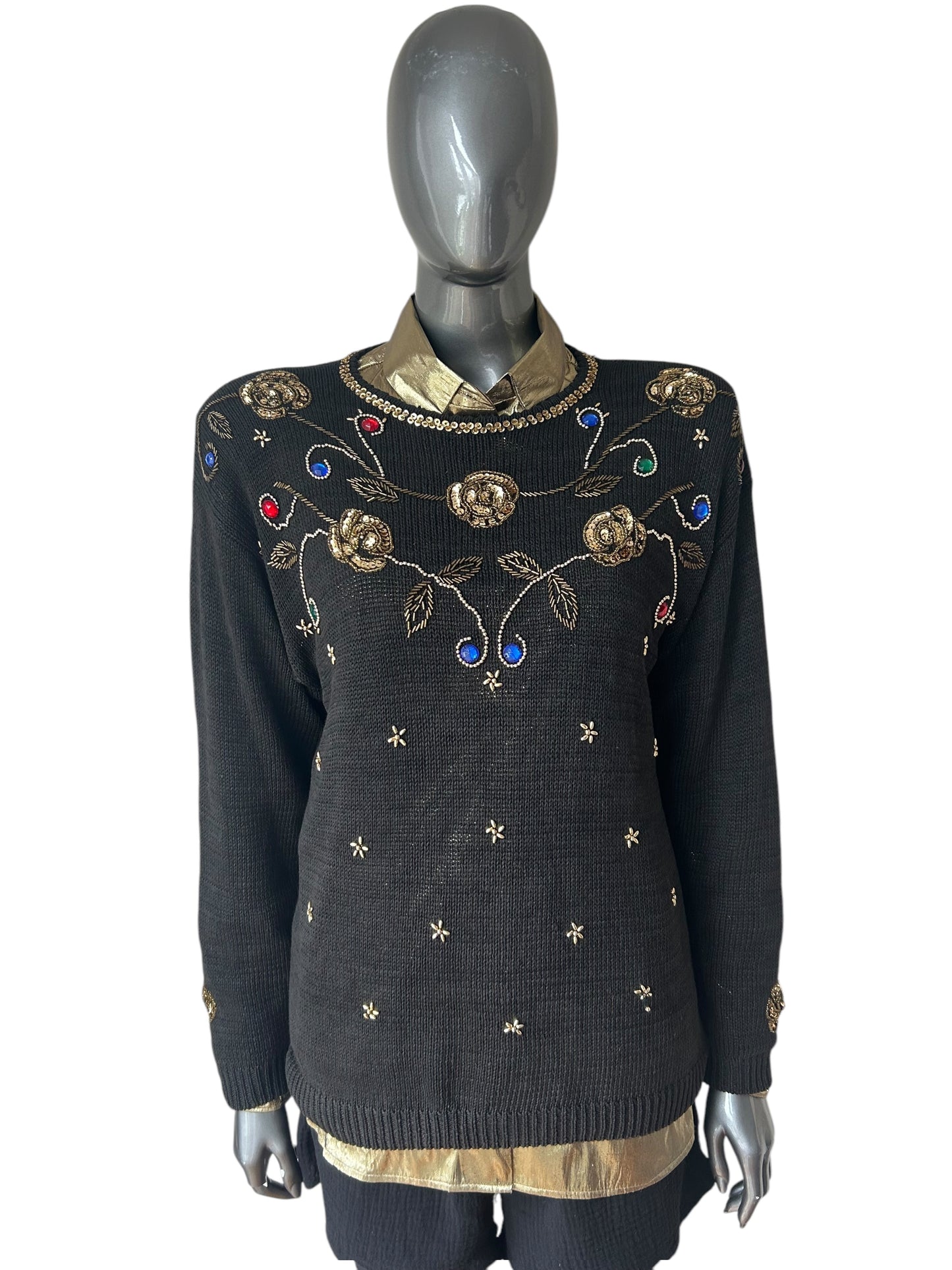 Vintage 1980s Batwing Jewel Jumper