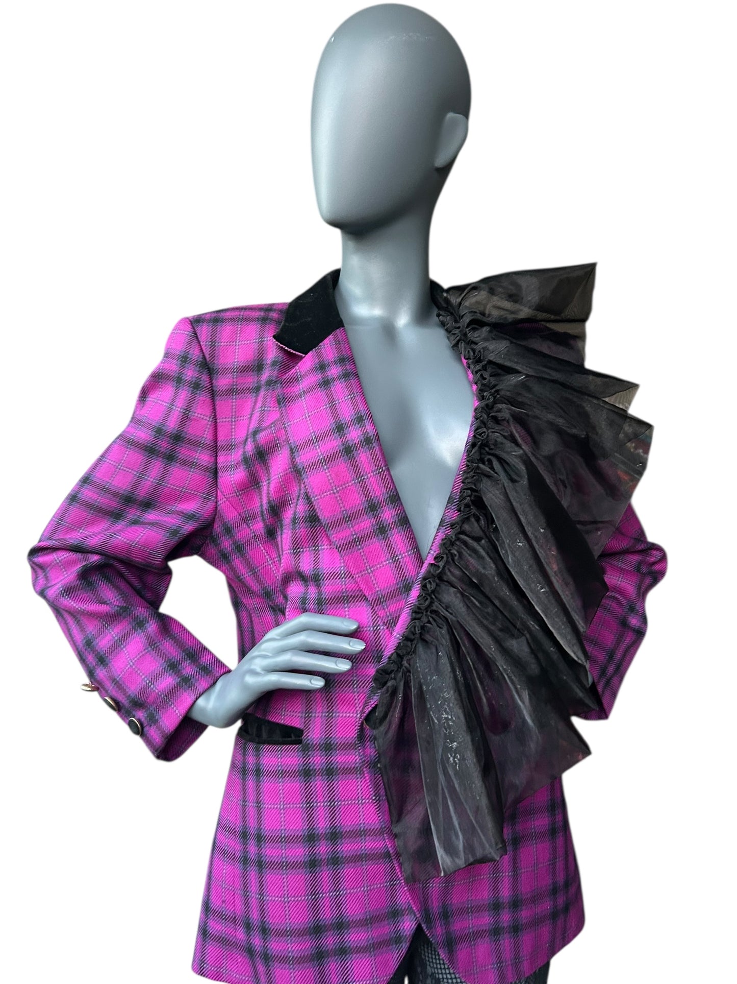 Vintage Overdress Redefined Deep Refuffle Blazer with Velvet accent