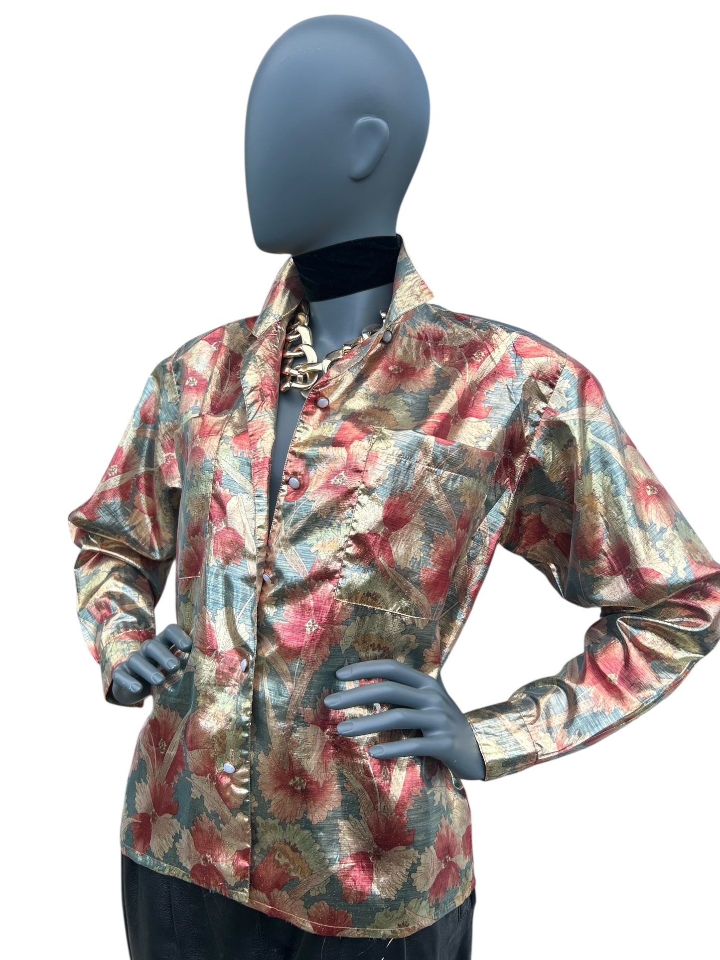 Vintage 1970s Gold Lamé Blouse