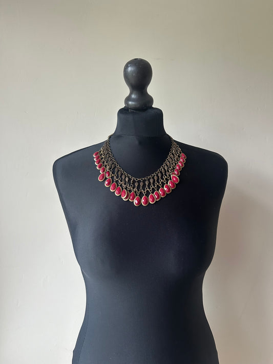 Vintage 1980s Pyramid Link Statement Necklace