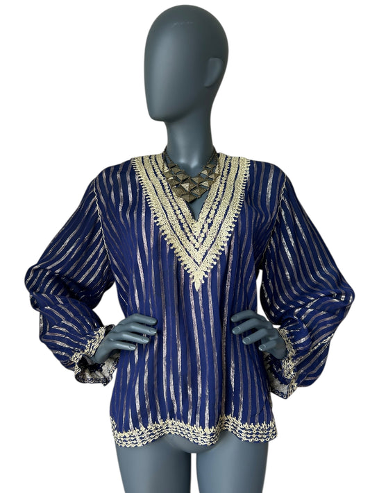 Vintage 1960s Morrocan Gold Lame Kaftan Tunic