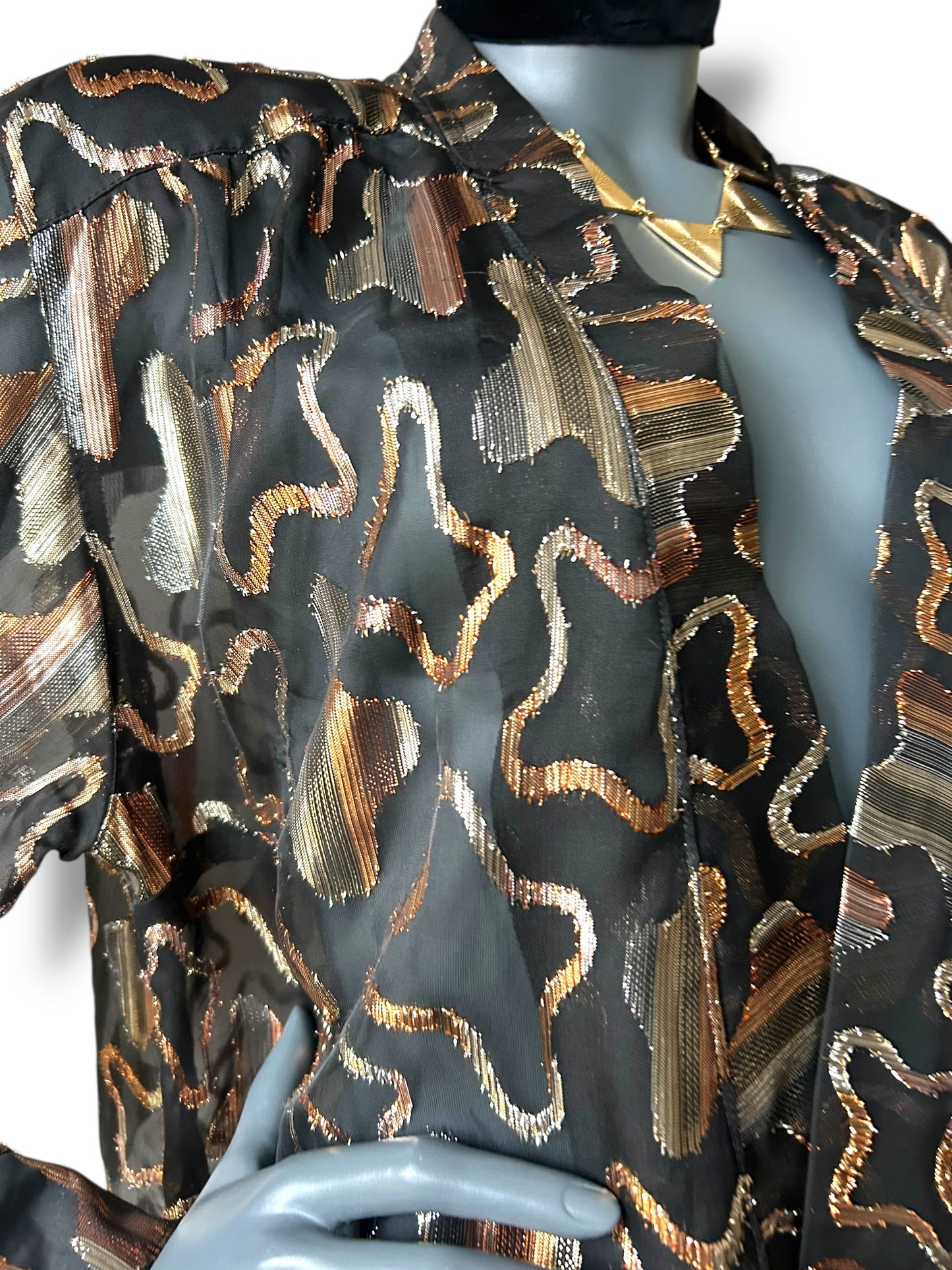 Vintage 80s Gold Lamé Cocktail Blazer Jacket