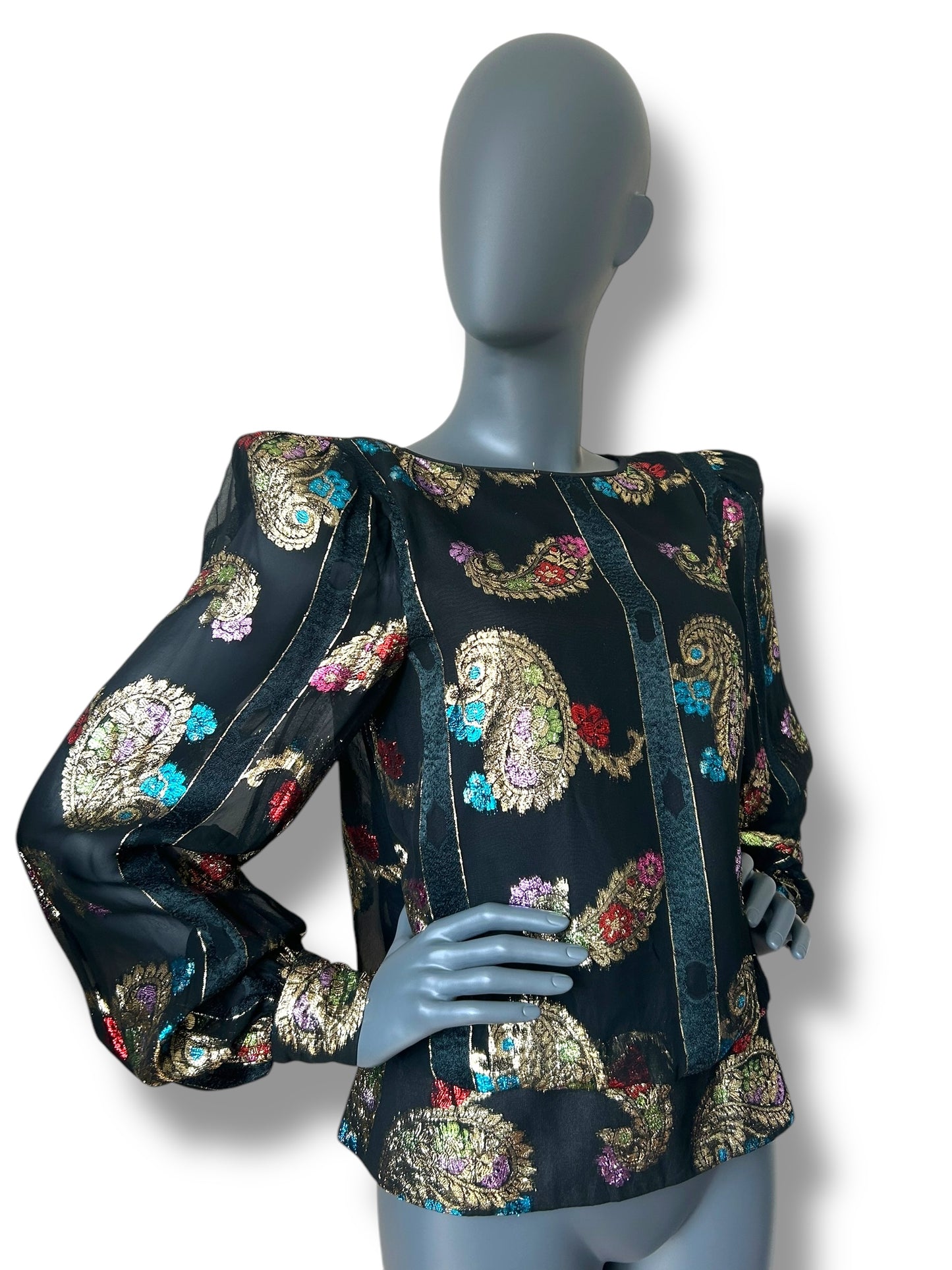 Vintage 1980s Bohemian Gold Silk Lamé Tunic