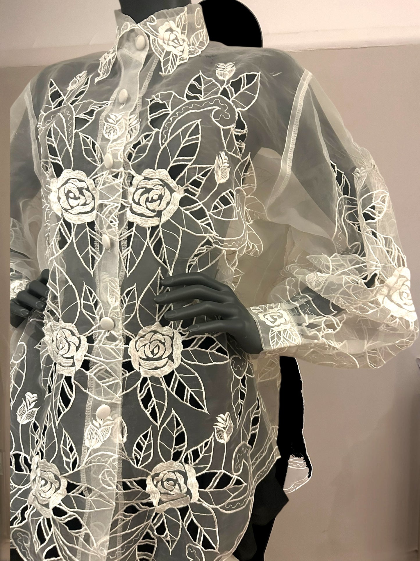 Vintage 1980s Lace Oversized Shirt