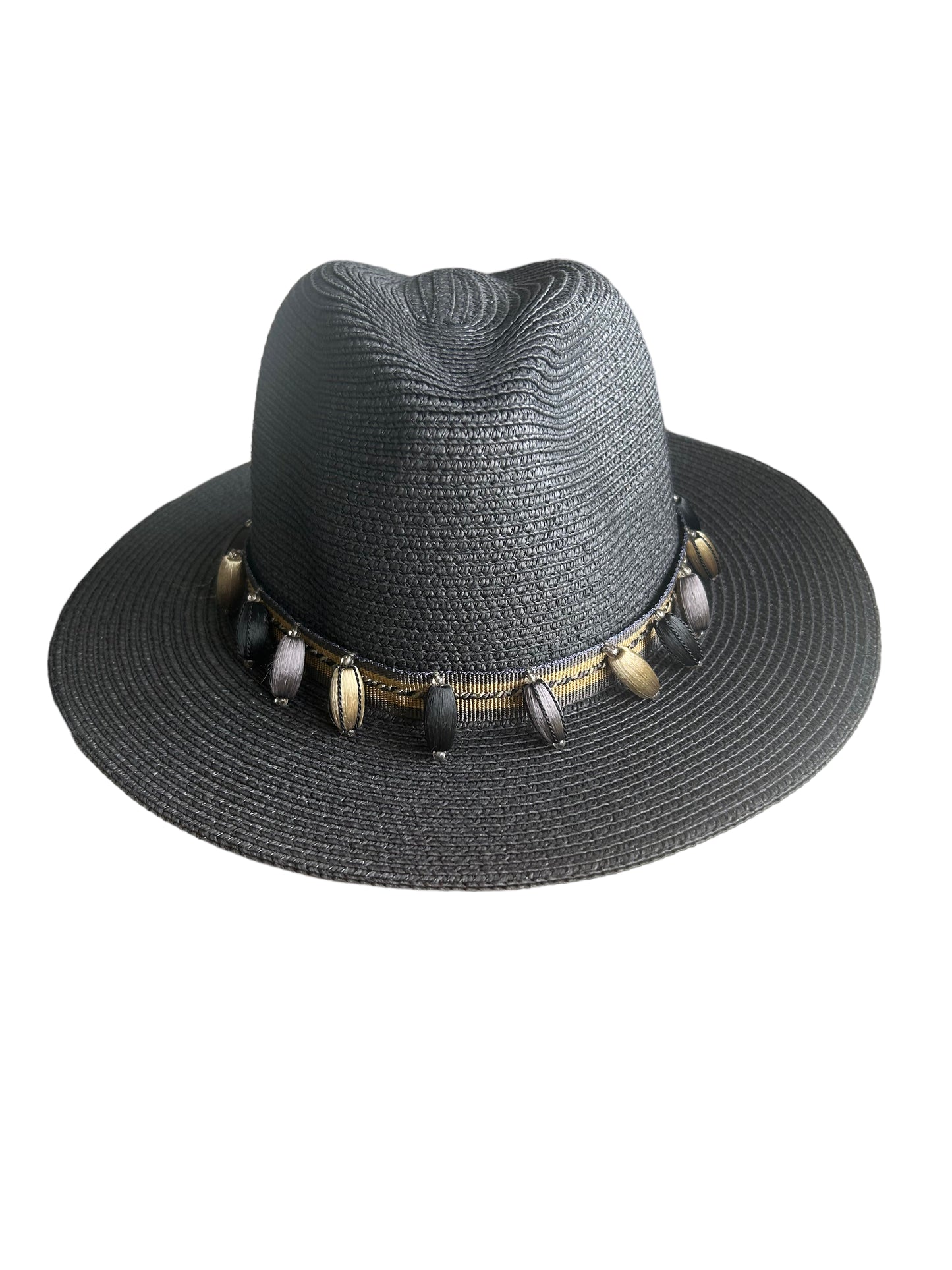 Hand Crafted Black Boho Summer Fedora