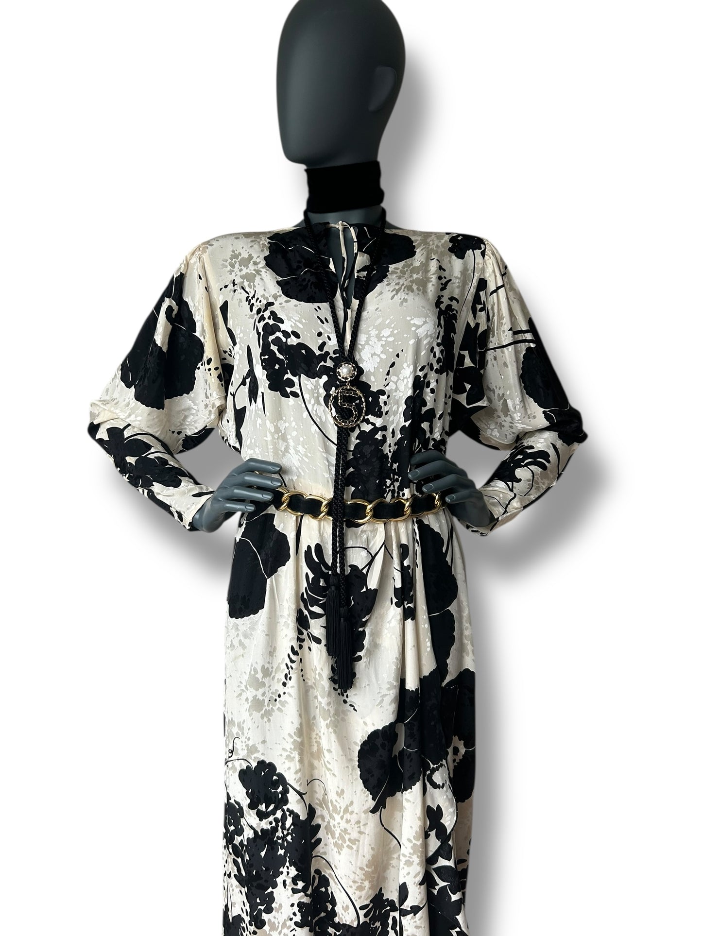 Vintage 1970s Dolmain Silk French Dress