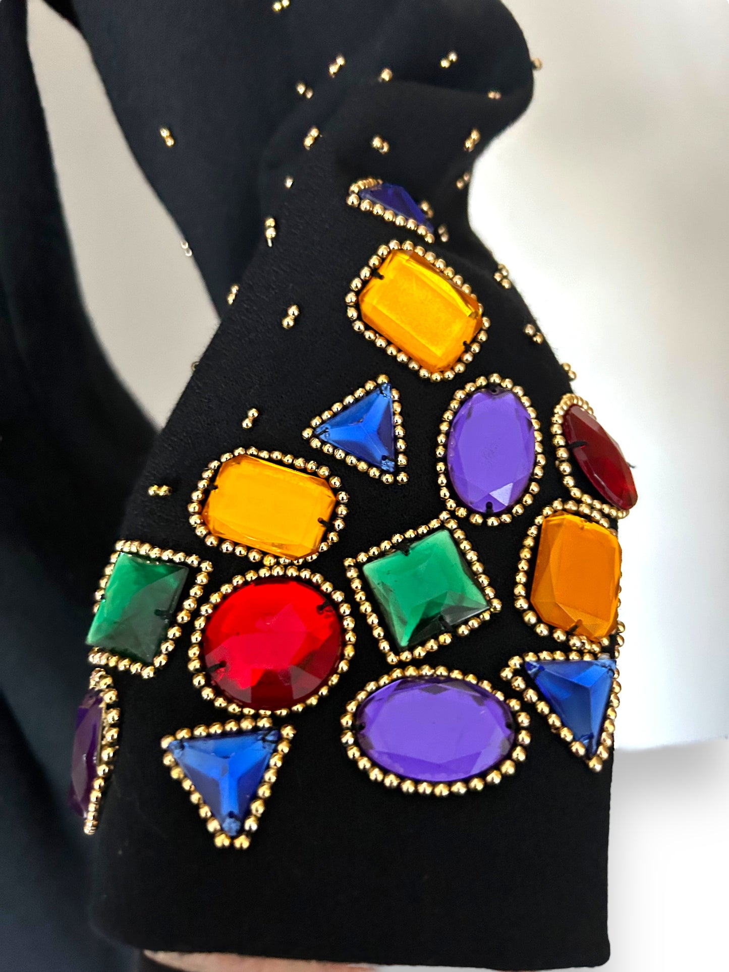 vintage 1980s jewel encrusted trophy blazer in the style of Patrick Kelly