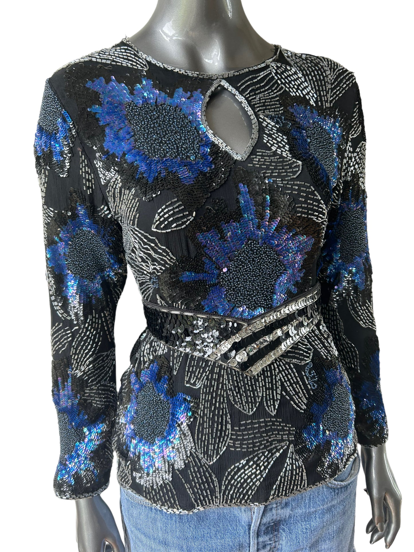 Vintage 1980/ Sequin and Beaded Tunic Statement Top SALE