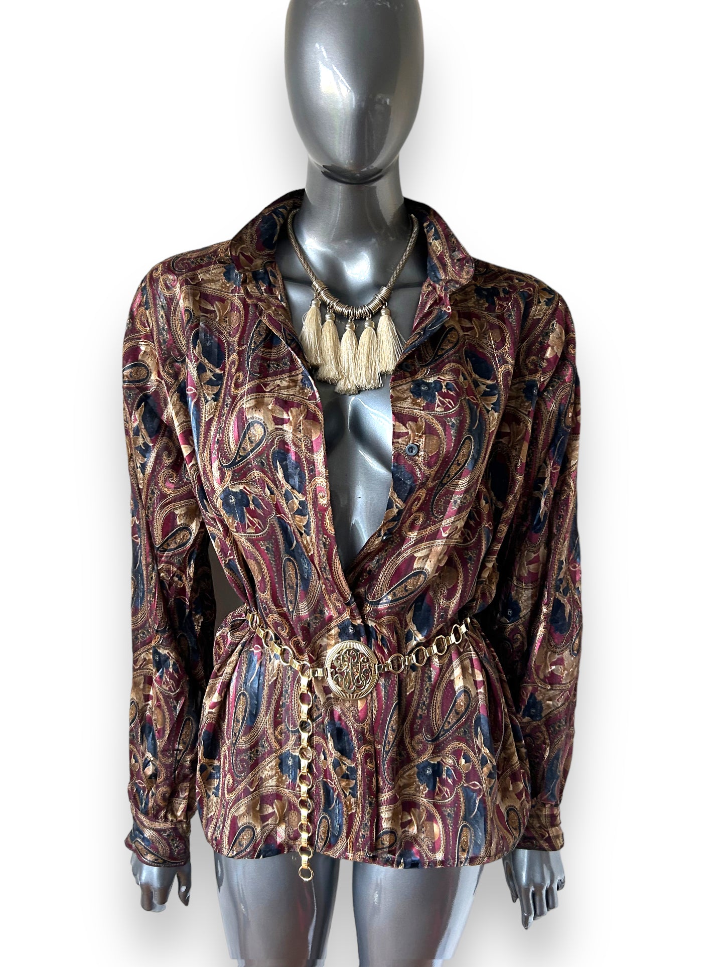 Vintage 1980s Paisley Boho Blouse