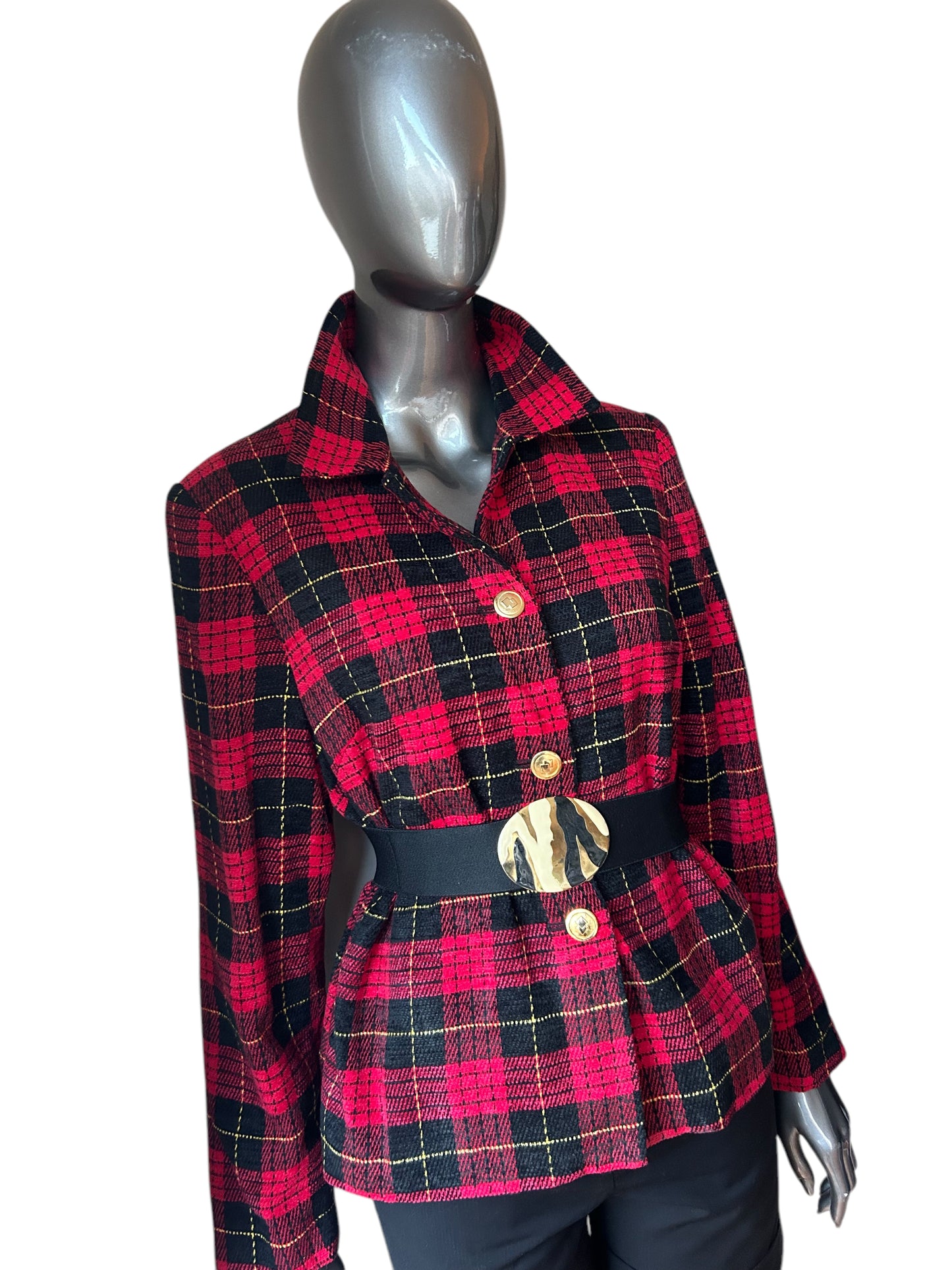 Vintage 80s Red and Black Box Tartan Jacket