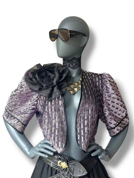 Vintage 70s Lilac Metallic Lamé Bolero