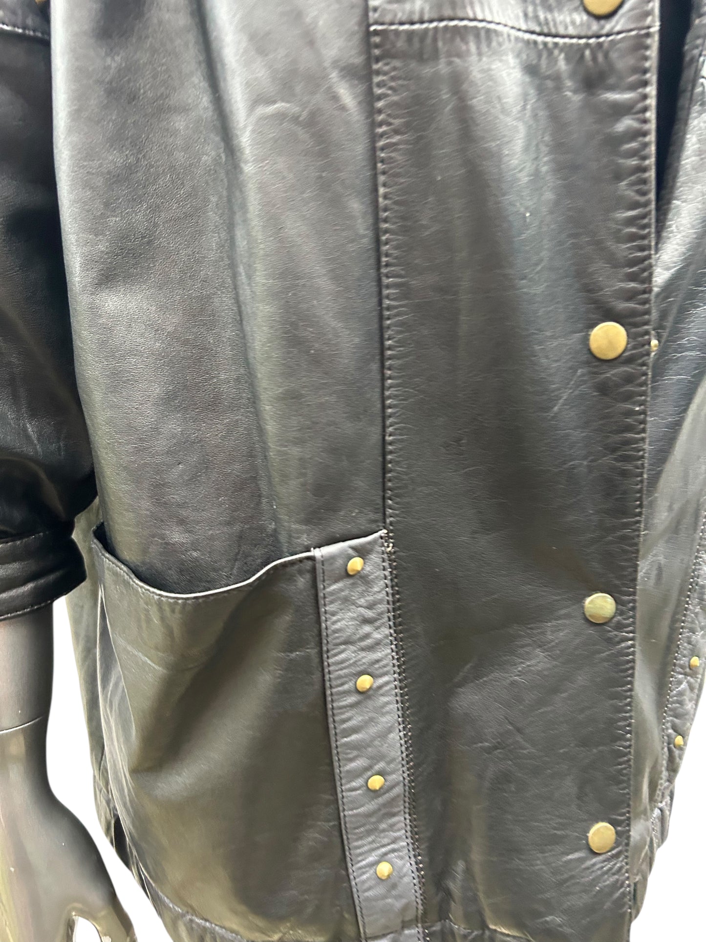 Vintage 80s Black and Gold Stud Italian Leather Jacket