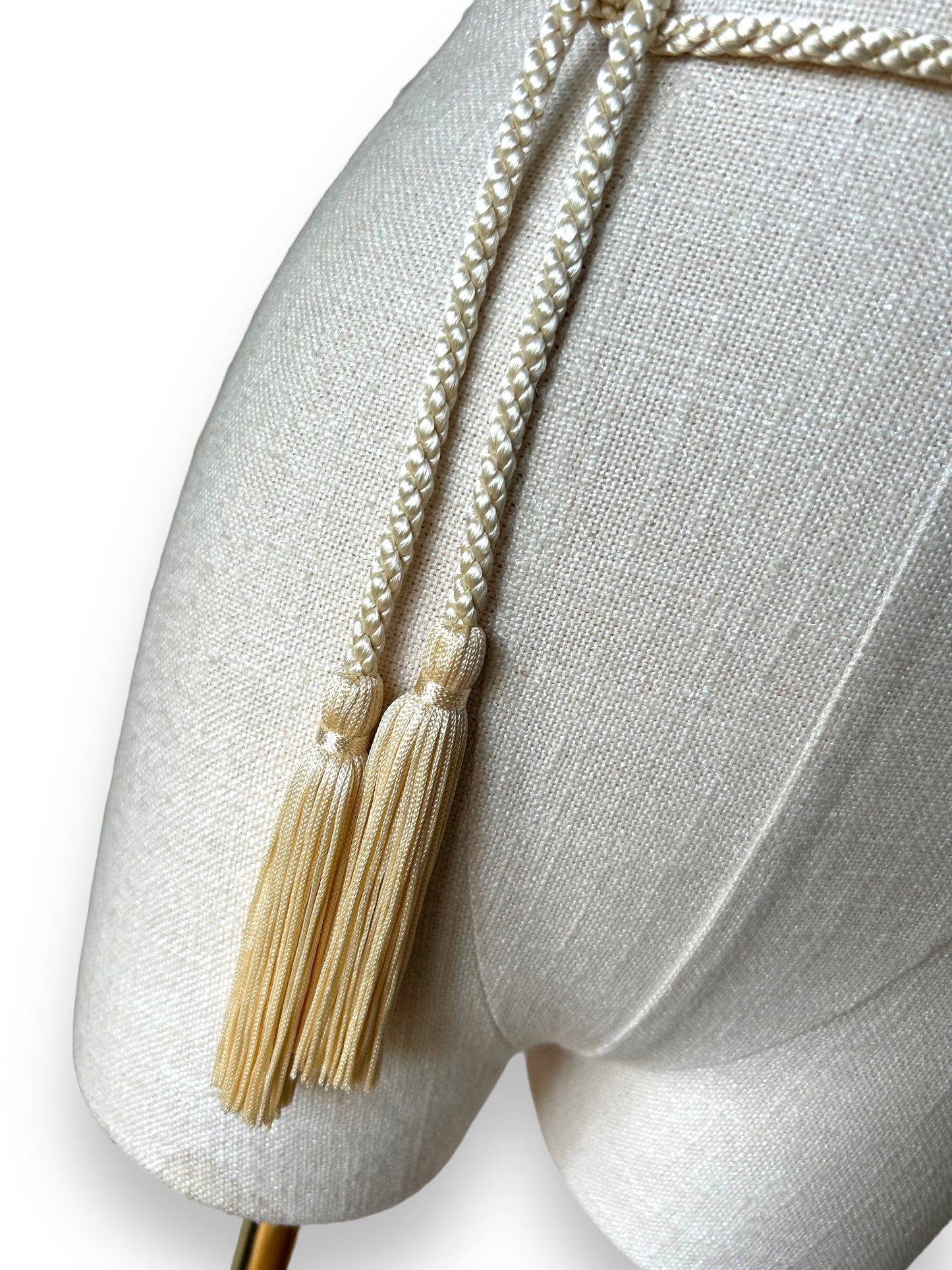 Ivory Cream Fringe Tie Belt