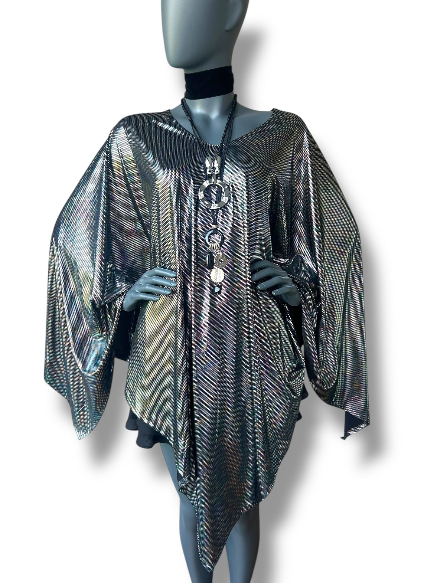 Vintage liquid lame cape dress