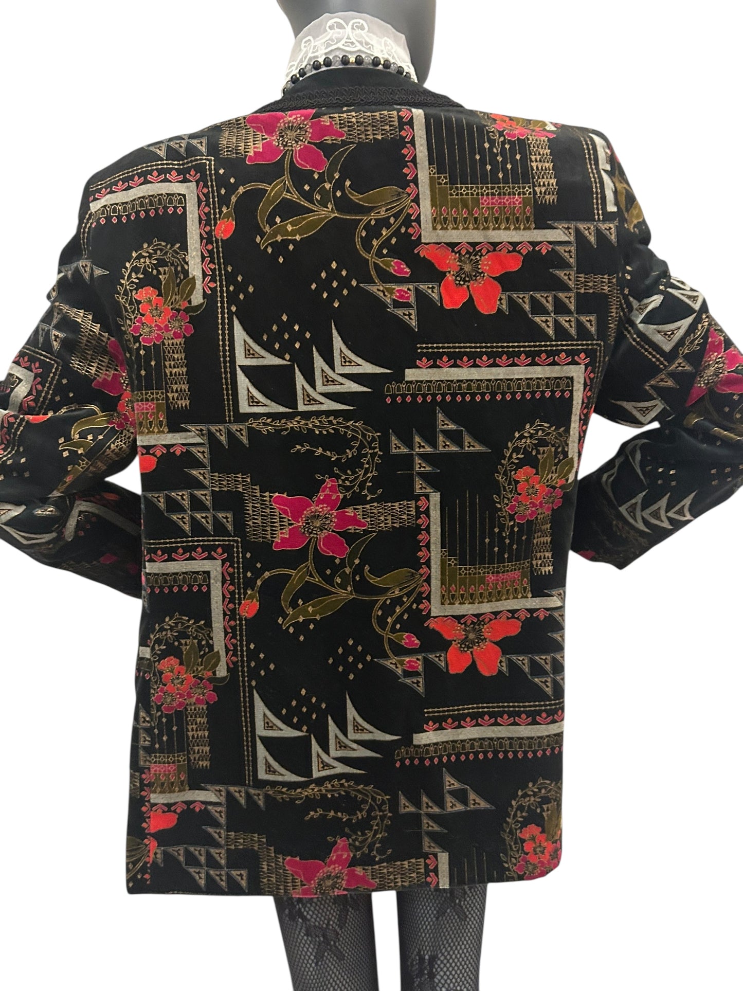 Vintage 1980s Velvet Statement New Wave Jacket