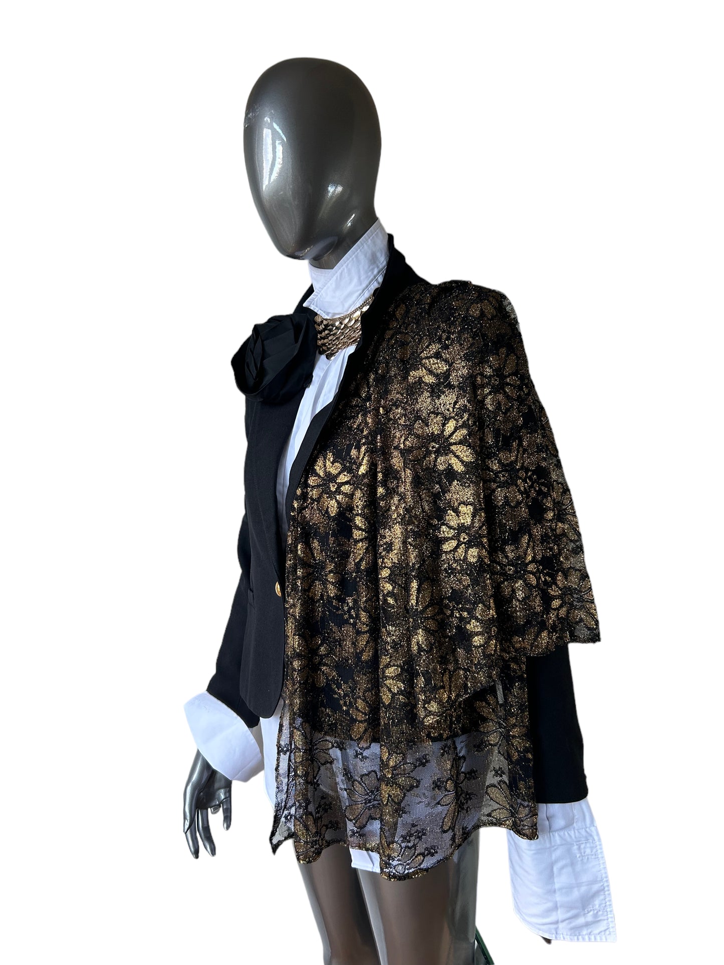 Overdress Redefined Vintage Blazer and dramatic lace cape jacket