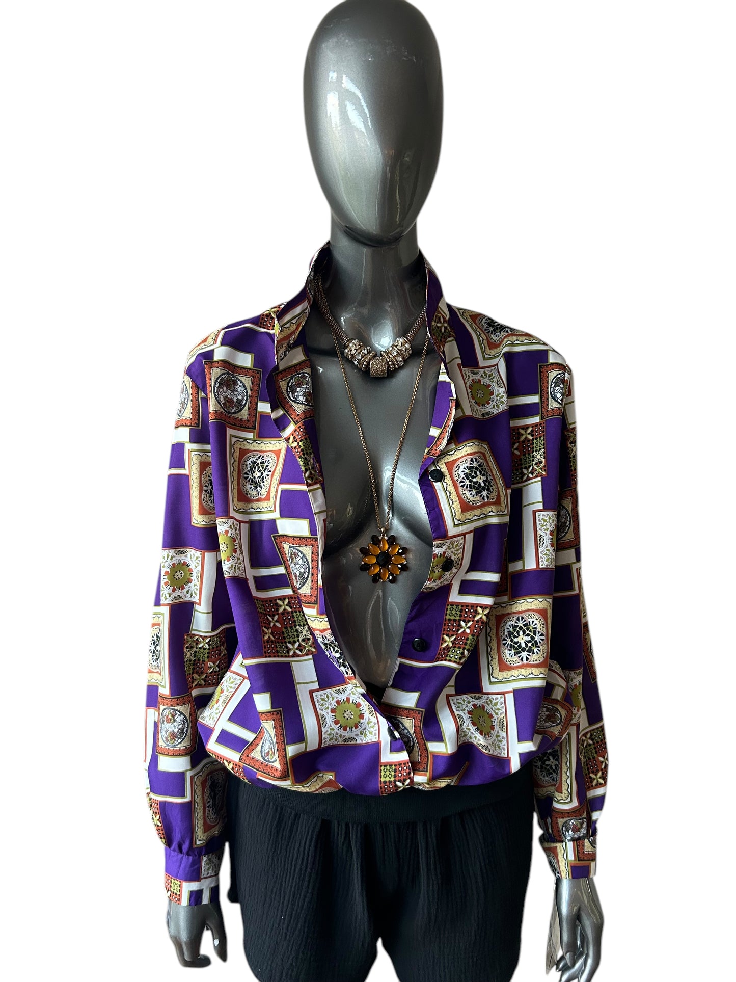 Vintage 80s Purple and Baroque Top