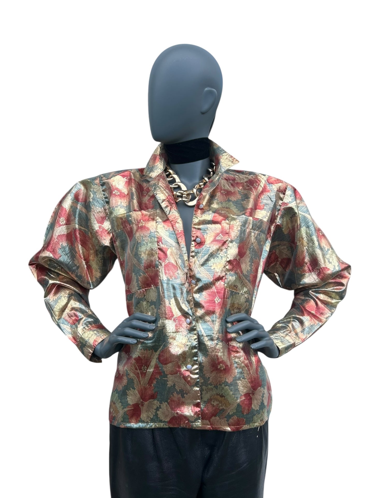 Vintage 1970s Gold Lamé Blouse