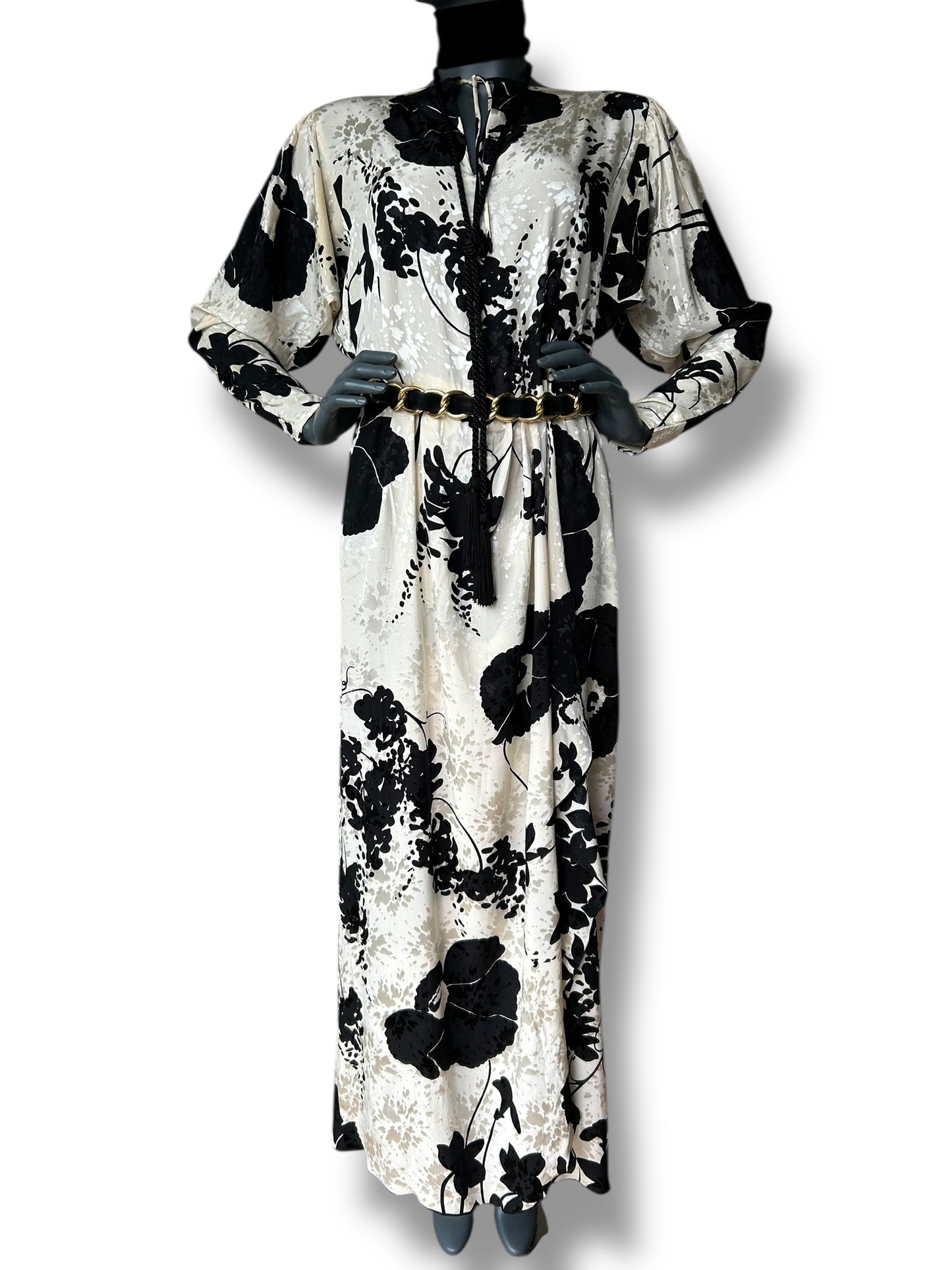 Vintage 1970s Dolmain Silk French Dress