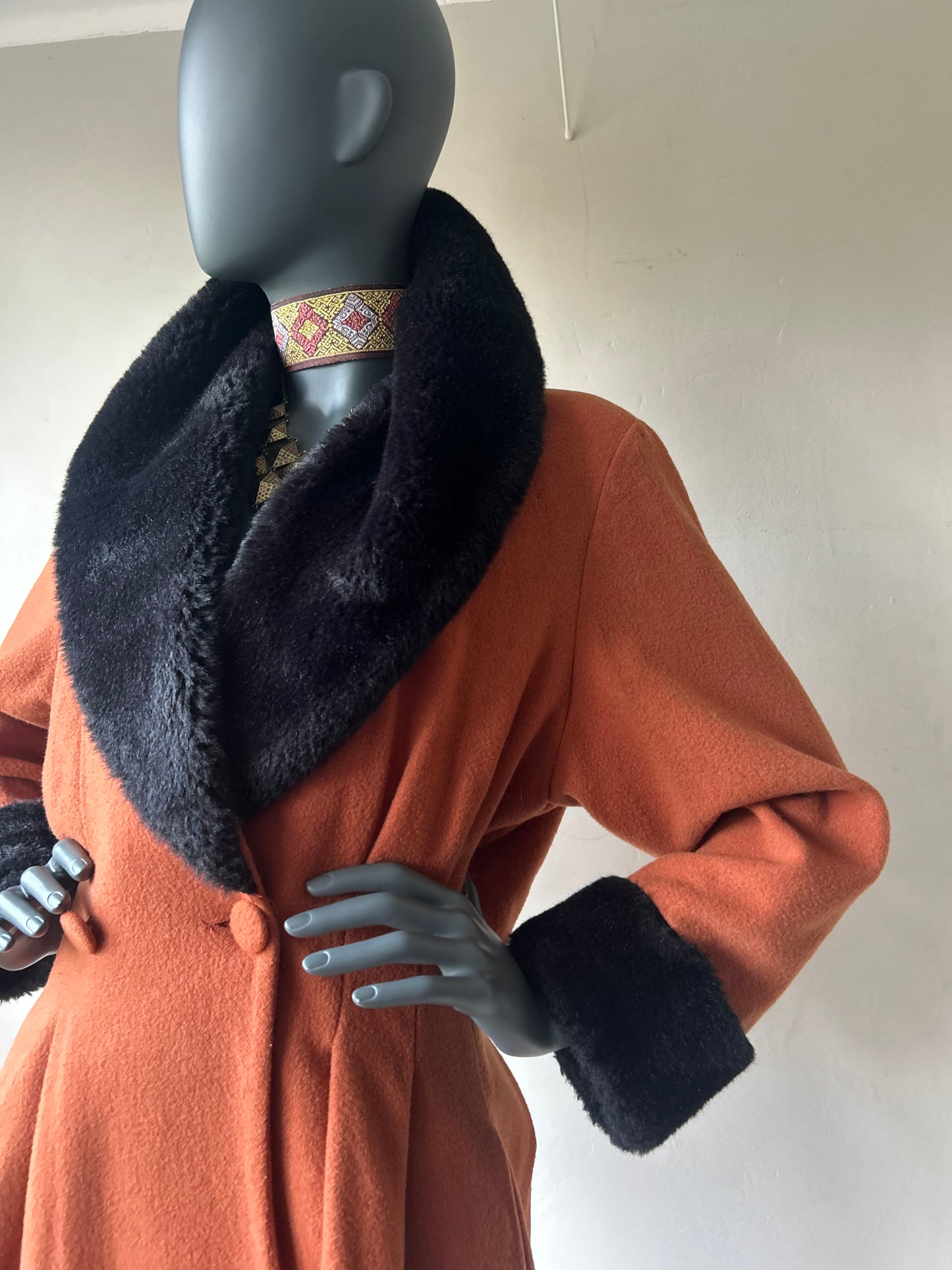 Vintage 1980s Plush Collar Coat