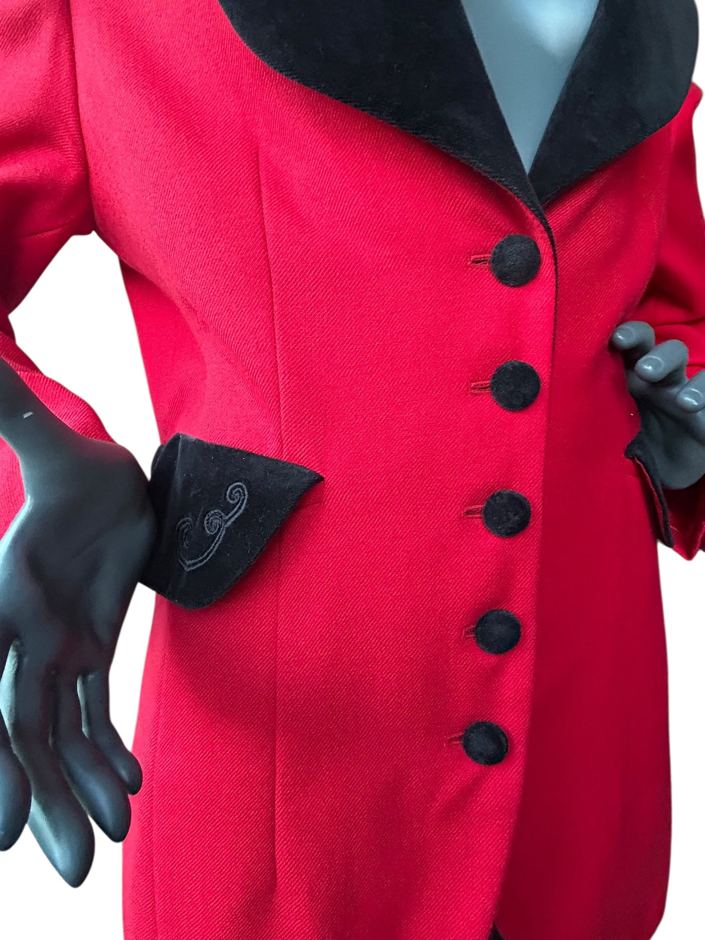 Vintage 1980s Red and Velvet Statement Jacket