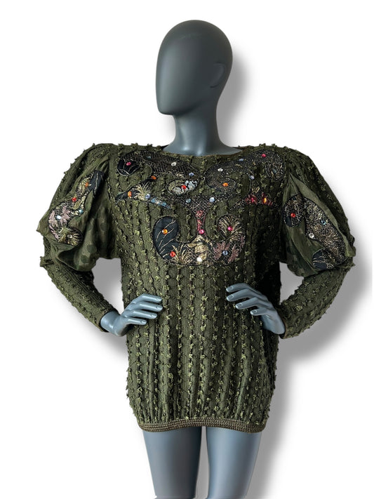 Vintage 1980s Jewel Dramatic Statement Top