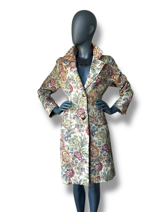 Vintage 1980s Boho Tapestry Frock Coat