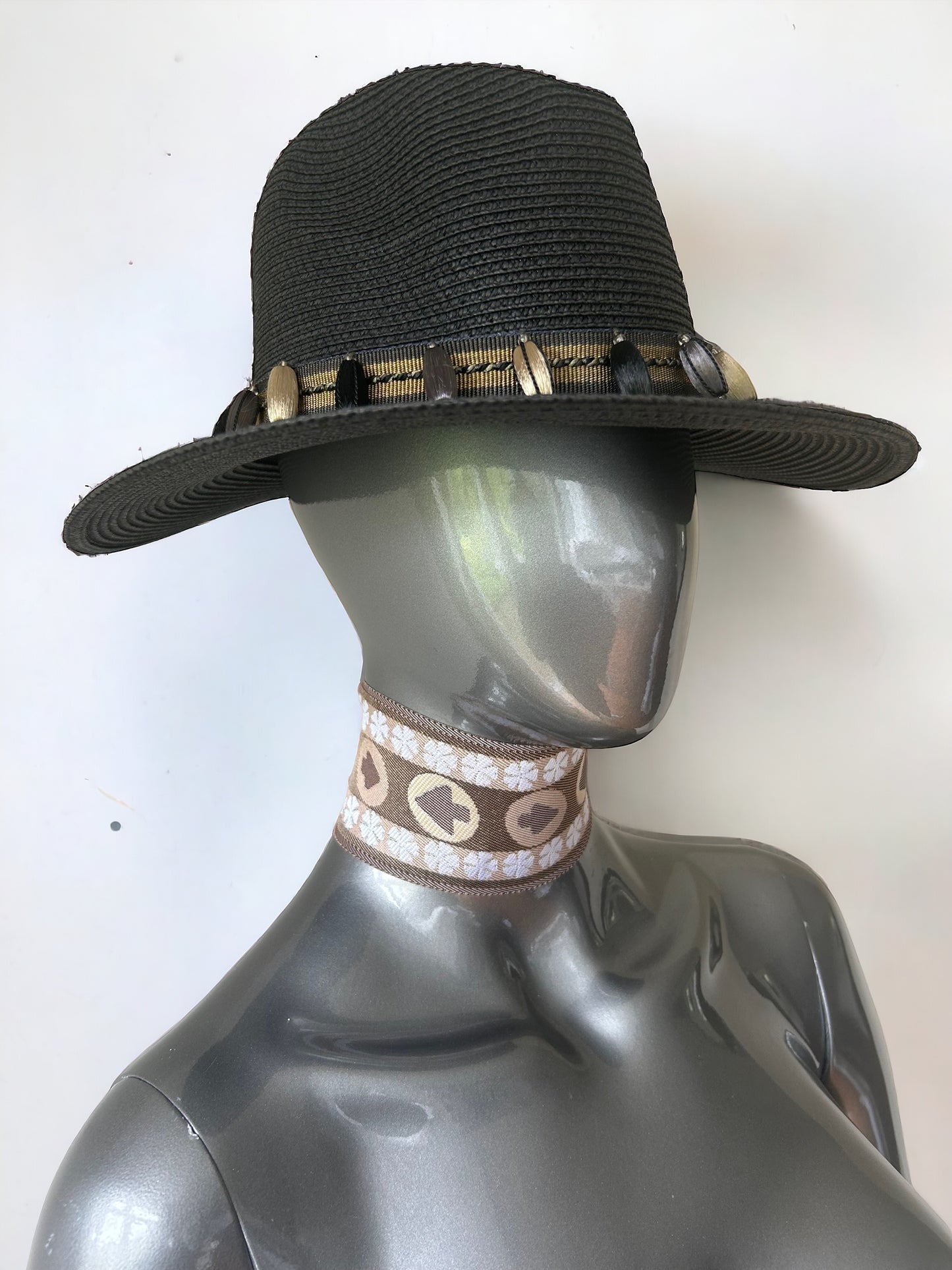 Hand Crafted Black Boho Summer Fedora