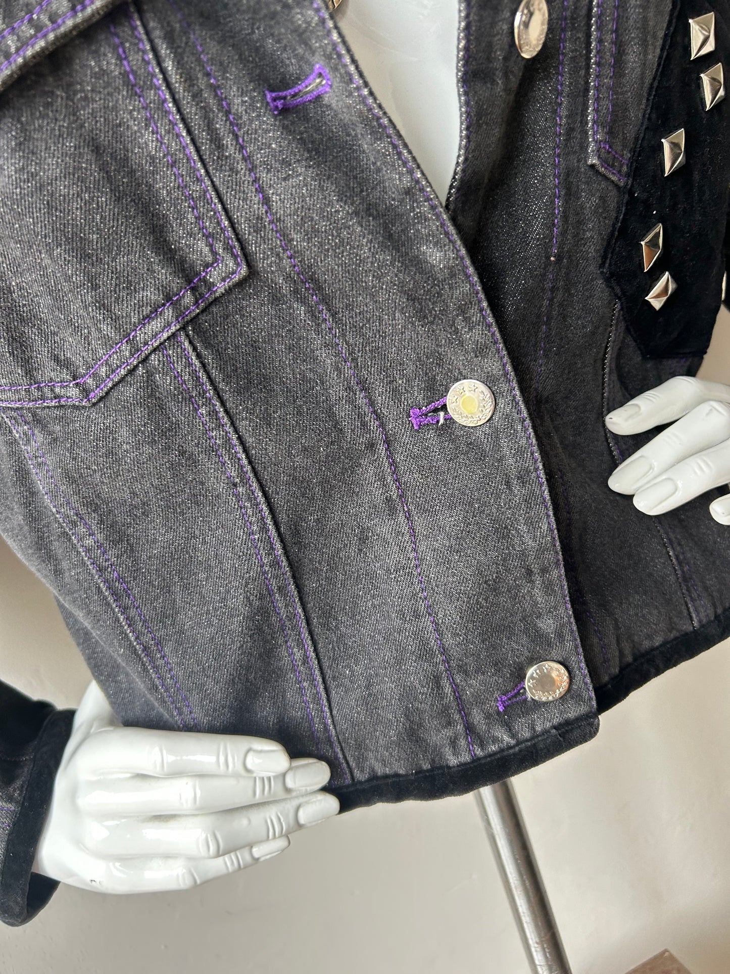 Vintage 1980s Grey Batwing Denim Jacket