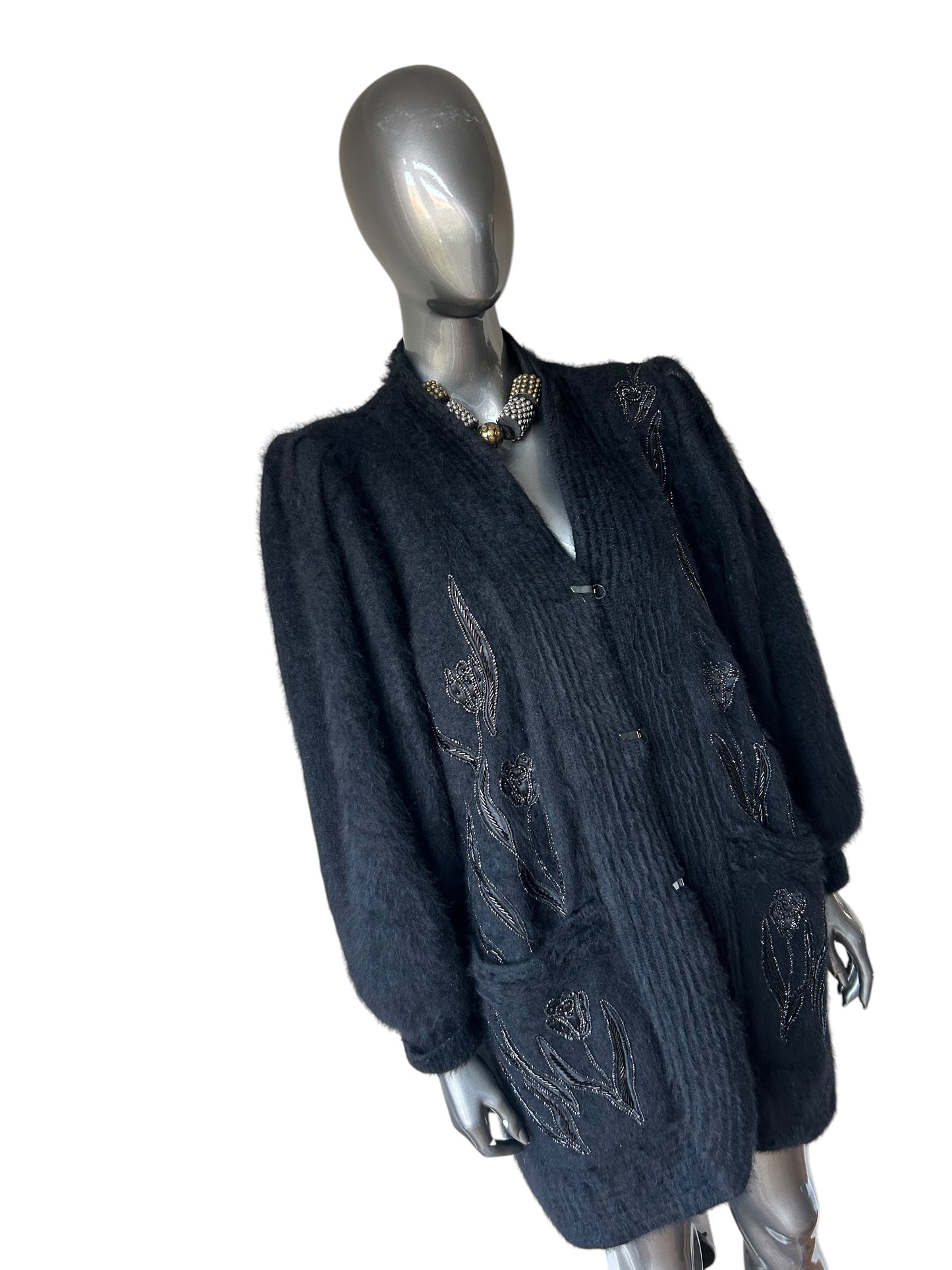 Vintage 1980s Black Mohair Jacket