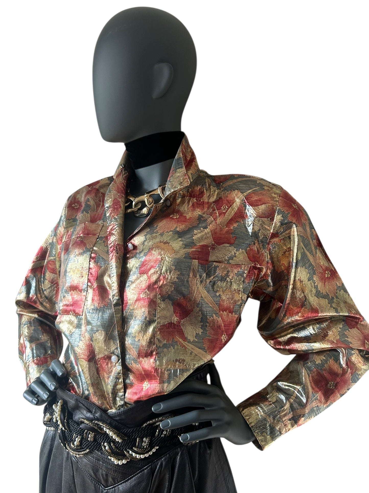 Vintage 1970s Gold Lamé Blouse