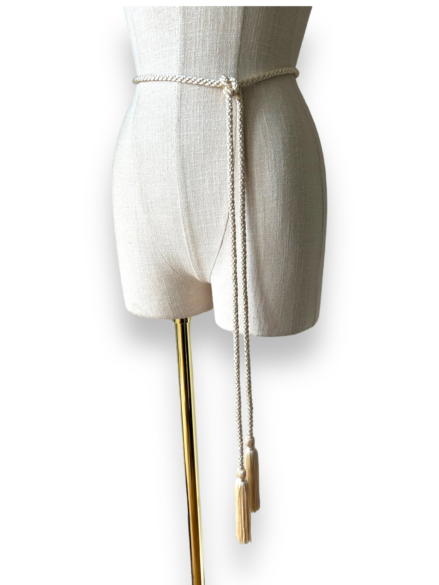 Ivory Cream Fringe Tie Belt