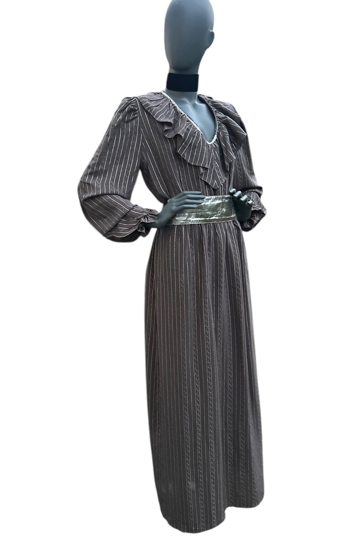 Vintage 1970s Silver Lame Studio 54 Maxi Gown