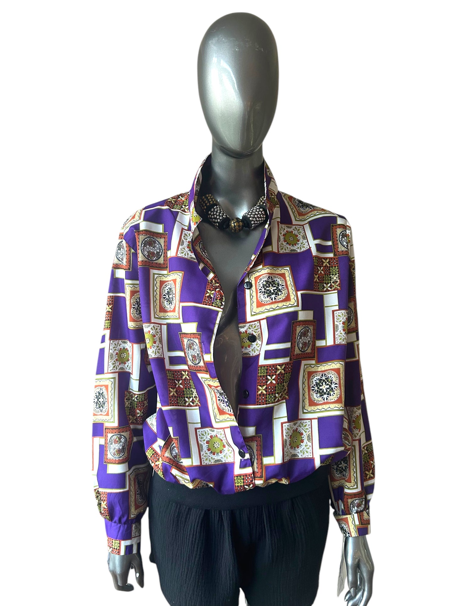 Vintage 80s Purple and Baroque Top