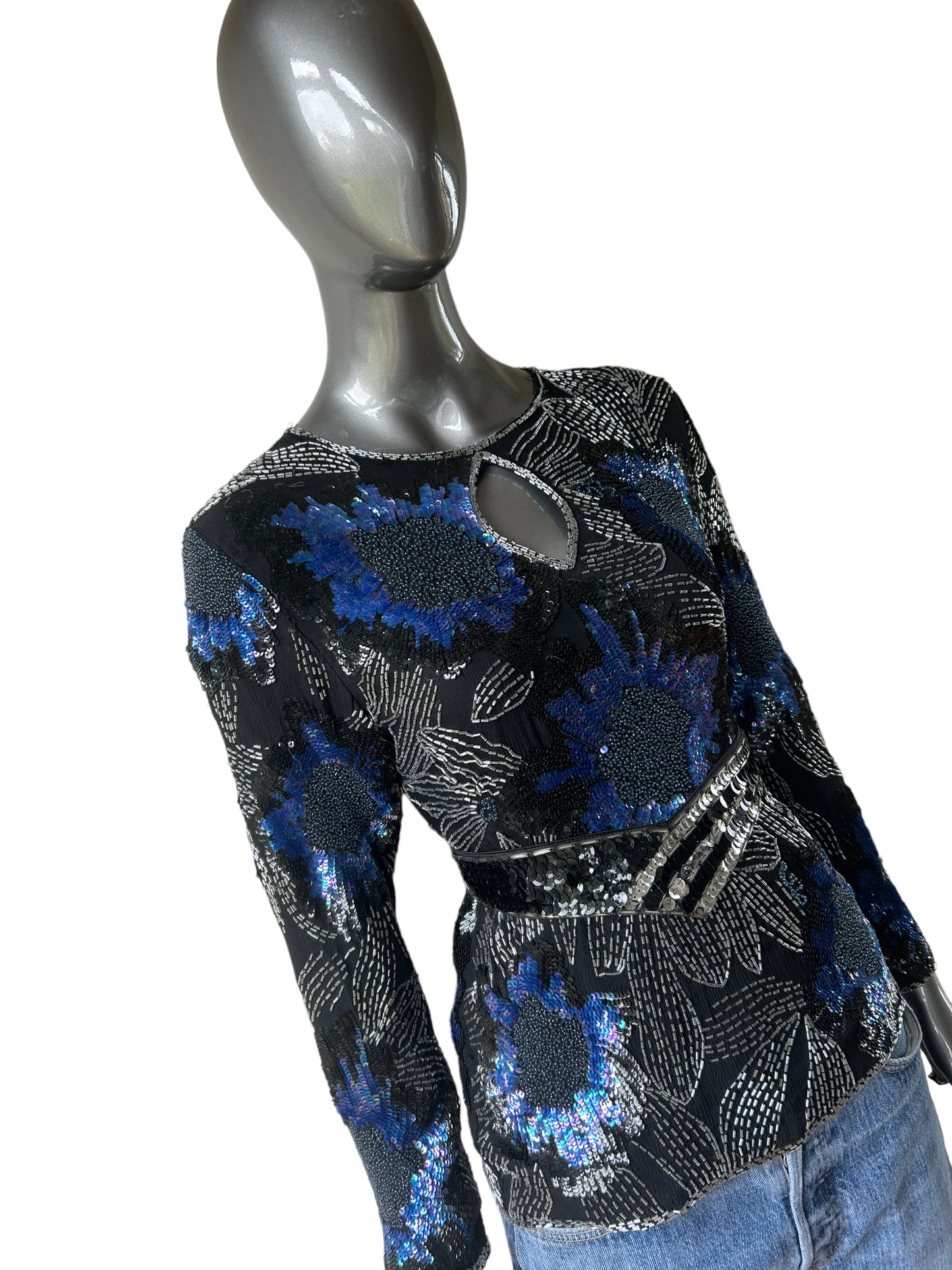 Vintage 1980/ Sequin and Beaded Tunic Statement Top SALE